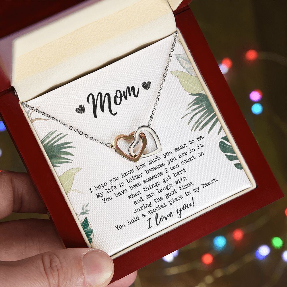Mothers Day Gift, Gift for Mom, Birthday, Heart Necklace, Mother Daughter Necklace, Gifts for Mom from Daughter, from Son to Mom Interlocking Hearts Necklace