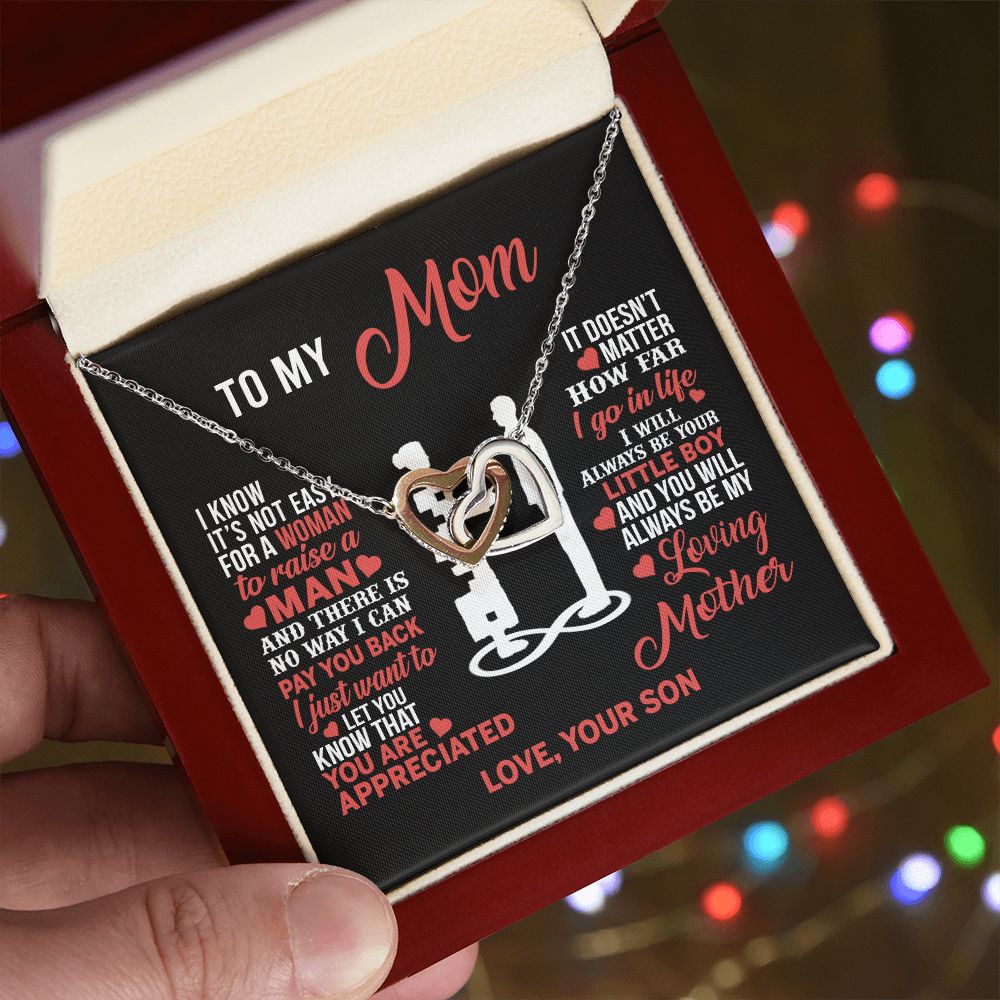 Mom Necklace Mothers Day Gift From Son To My Mom Forevere Love Necklace Gift Mom Interlocking Hearts Necklace