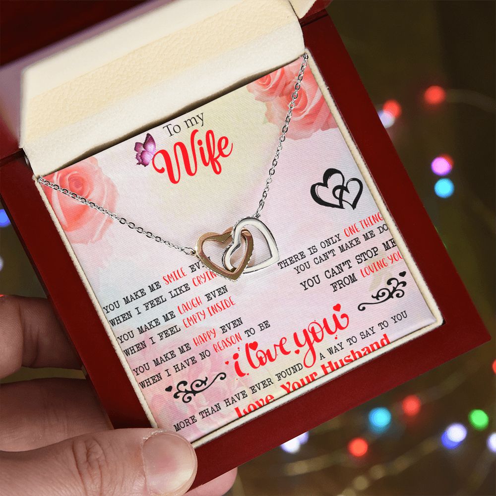 To My Wife Necklace, Wedding Anniversary Jewelry For Women, Necklace For Wife from Husband, Gift For Wife Birthday Gifts From Husband Necklace, Jewelry With Message Card In A Gift Box3 Interlocking Hearts Necklace