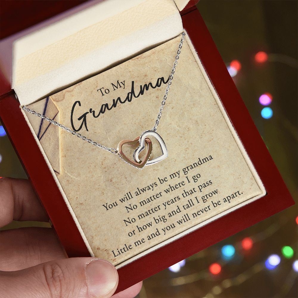 To My Grandma Necklace, Gift for Grandmother Necklace, Mothers Day Gift For Grandma Nana, Grandma Jewelry From Grandchildren GrandKids , Jewelry Box Gift For Grandma Grandmother5 Interlocking Hearts Necklace