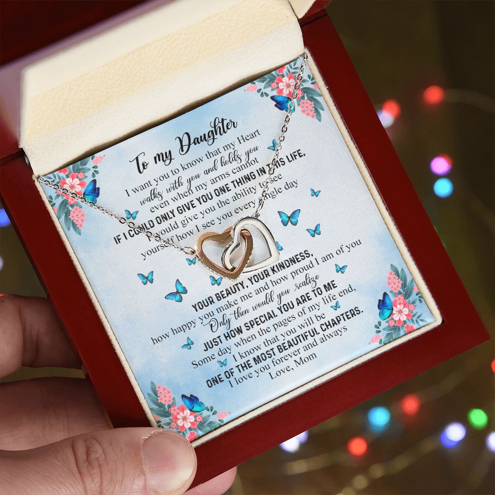 To My Daughter Gift From Mom Mother Day Gift For Daughter Jewelry for Daughter Interlocking Hearts Necklace