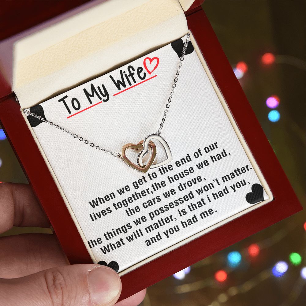 To My Wife Necklace from Husband, Personalized Necklace for Women, Luxury Necklace for Wife from Man Men, Wedding Anniversary Present For Wife, Beautiful Wife Jewelry Christmas Birthday Gift For Wife25 Interlocking Hearts Necklace