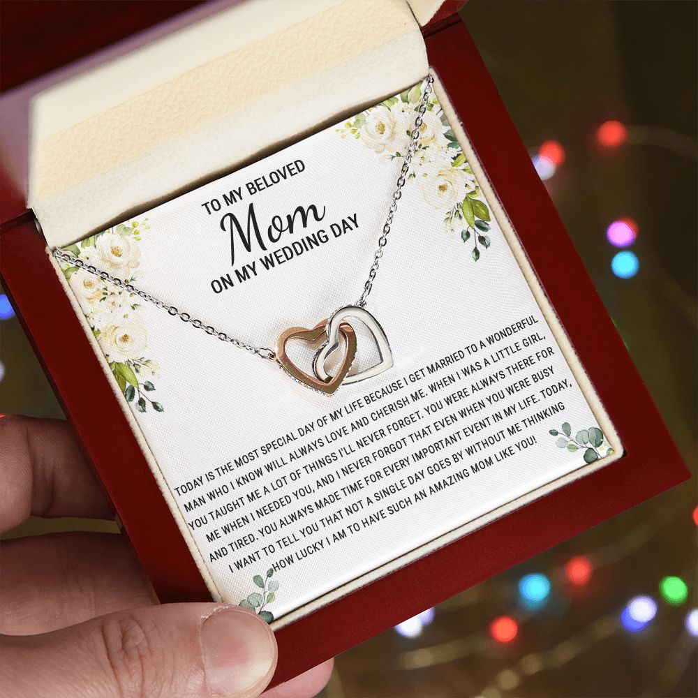 To My Beloved Mom On My Wedding Day Necklace, Daughter Gift for Mom, Bride Gift for Mother, Mother of Bride Gift, Necklace for Mother of Bride Wedding Day, To my Mom Necklace