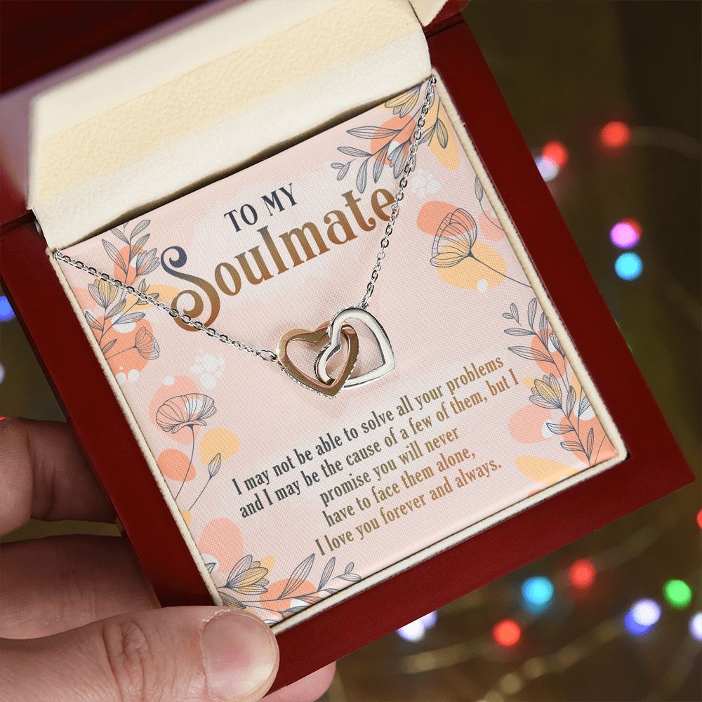 To My Soulmate Necklace for Women Birthday Christmas Jewelry Gifts For My Wife with Message Card Box Personalized Gift Present Pendant for Future Wife Soulmate Girlfriend Love 8 Interlocking Hearts Necklace