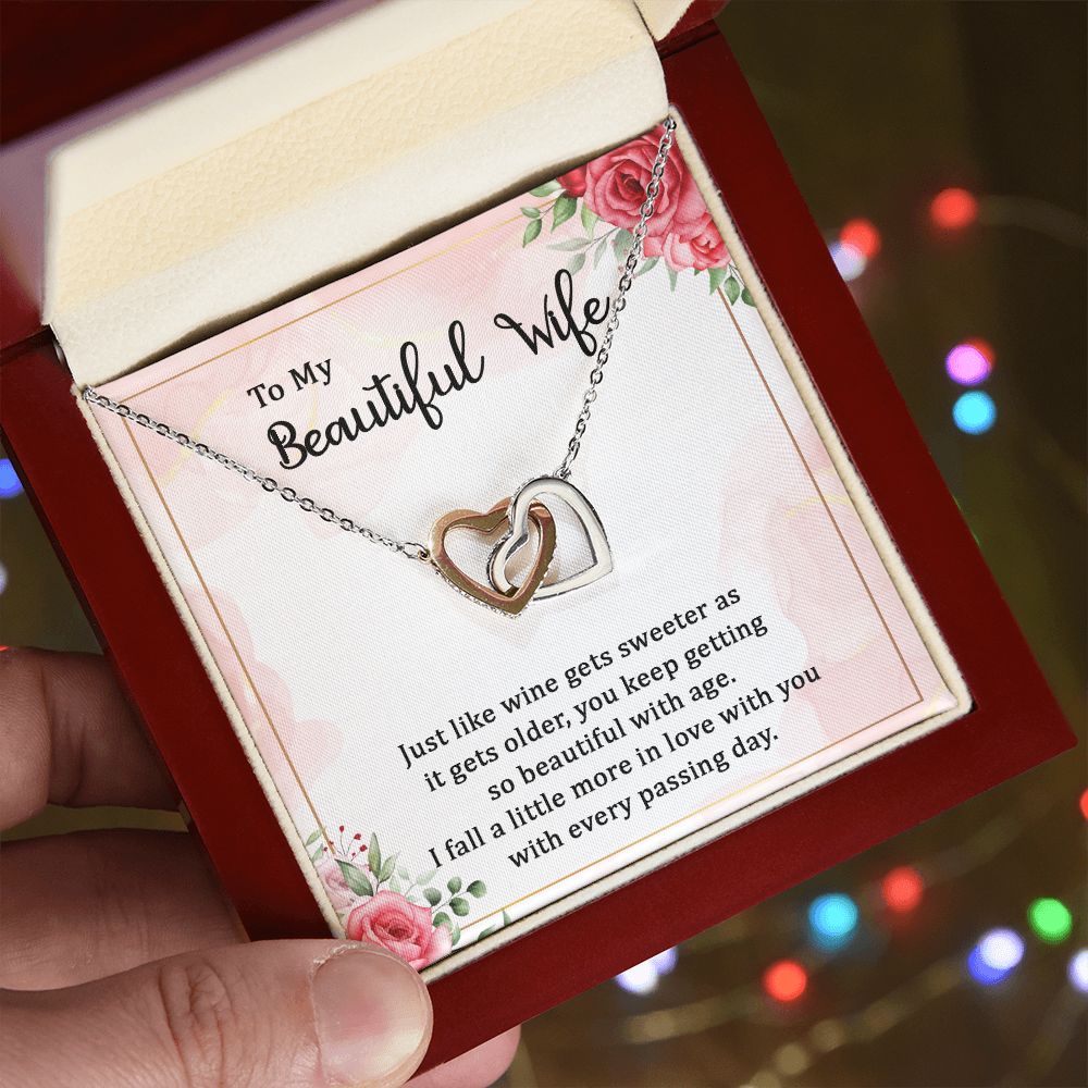 To My Beautiful Wife Necklace, Wedding Anniversary Jewelry For Women, Necklace For Wife from Husband, Gifts For Wife Birthday Gifts Necklace, Jewelry With Message Card In A Gift Box