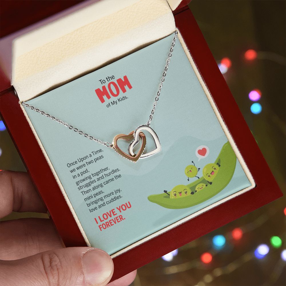 To My Mom Peas Pod Necklace From Kids, Gift For Mom On Mother's Day Jewelry Mom Interlocking Hearts Necklace