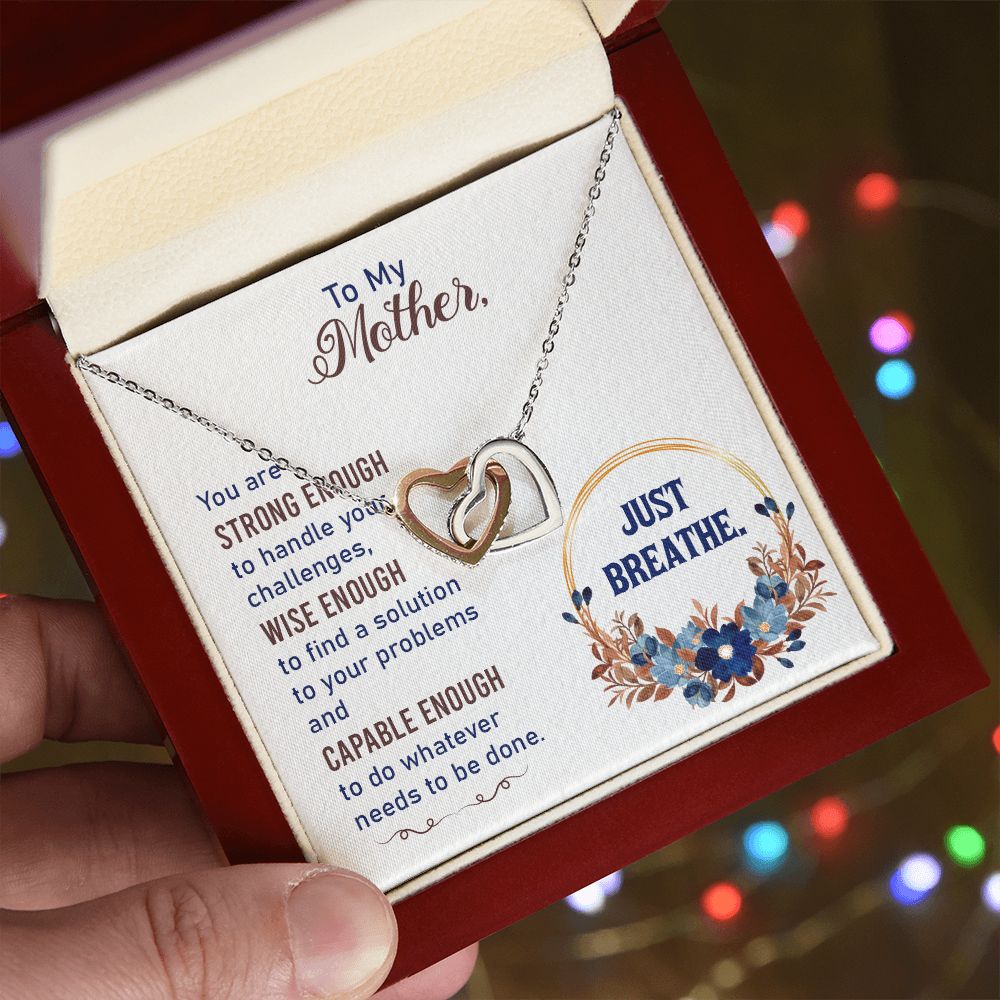 To My Mother Necklace Pendant Gift From Daughter In Law Necklace Strong Enough Gift For To Mom Happy Mother's Day Mother In Law Gift On Birthday Anniversary Gift 30821 Interlocking Hearts Necklace