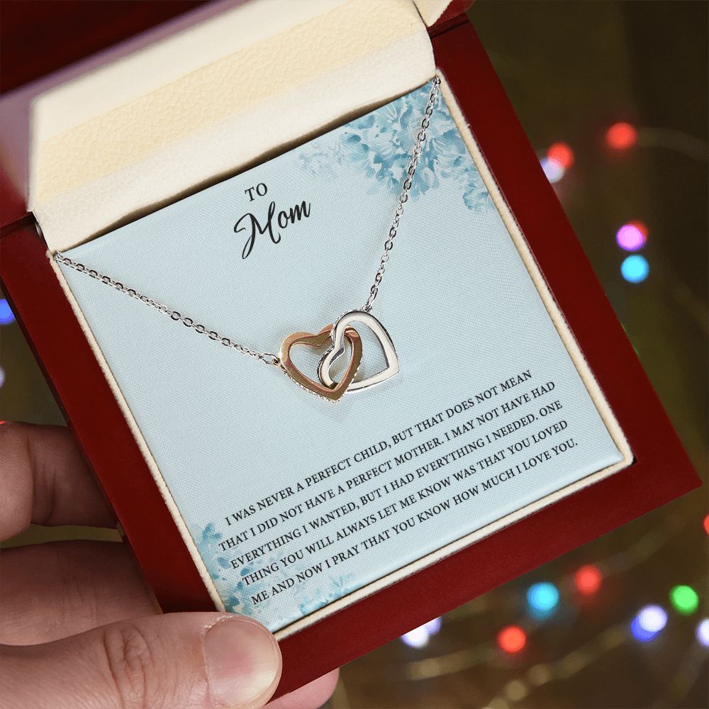 Mom Necklace Gifts for Mom from Daughter to Mom Gifts for Mothers Day from Daughter, To My Mom Necklace from Daughter to Mom Birthday Gifts Necklace with Message Card and Gift Box2227 Interlocking Hearts Necklace