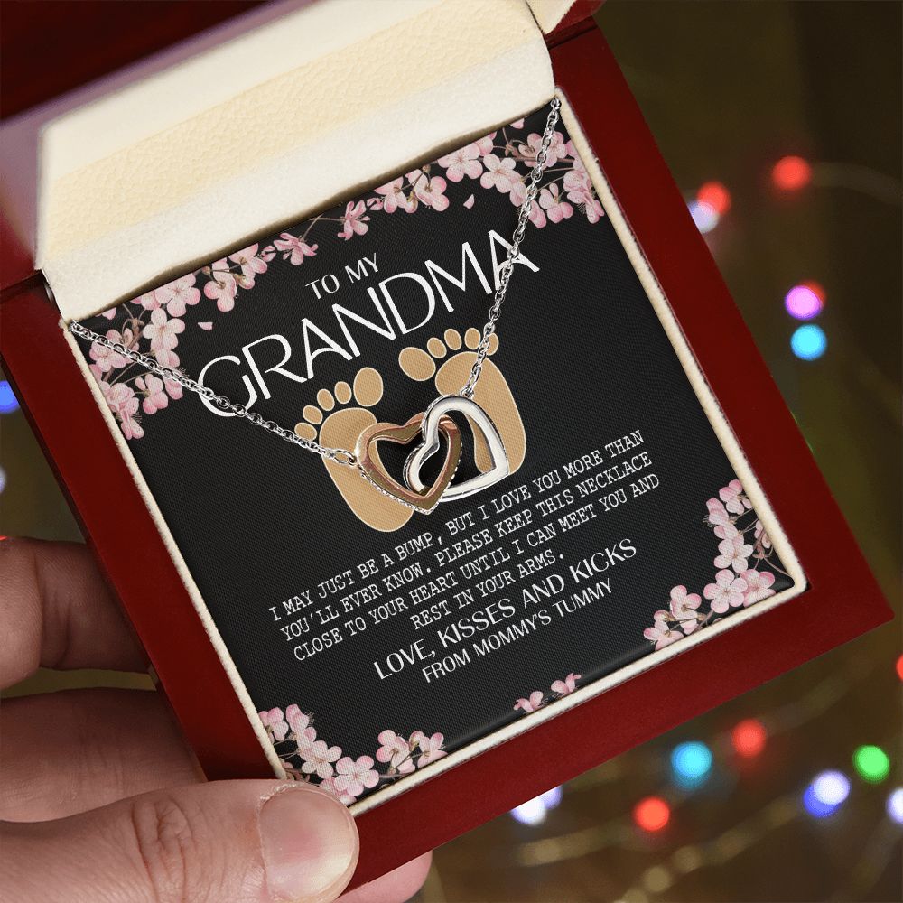 To My Grandma Necklace, Gift for Grandmother Necklace, Mothers Day Gift For Grandma Nana, Grandma Jewelry From Grandchildren GrandKids , Jewelry Box Gift For Grandma Grandmother16 Interlocking Hearts Necklace