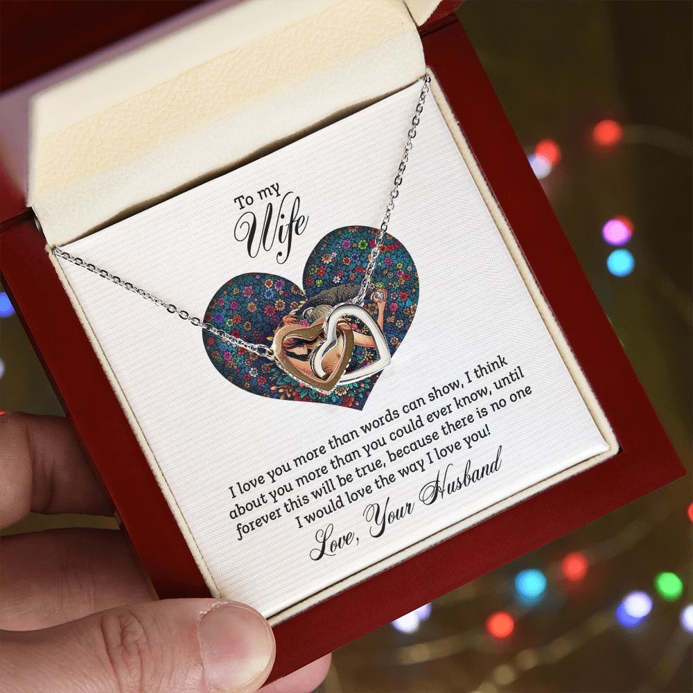 Birthday Gifts For Wife, Necklace Gifts For Wife From Husband, To My Wife Jewelry For Women , To My Wife Necklace  from Husband Wedding Anniversary Present For Wife, Beautiful Wife Jewelry Christmas23 Interlocking Hearts Necklace