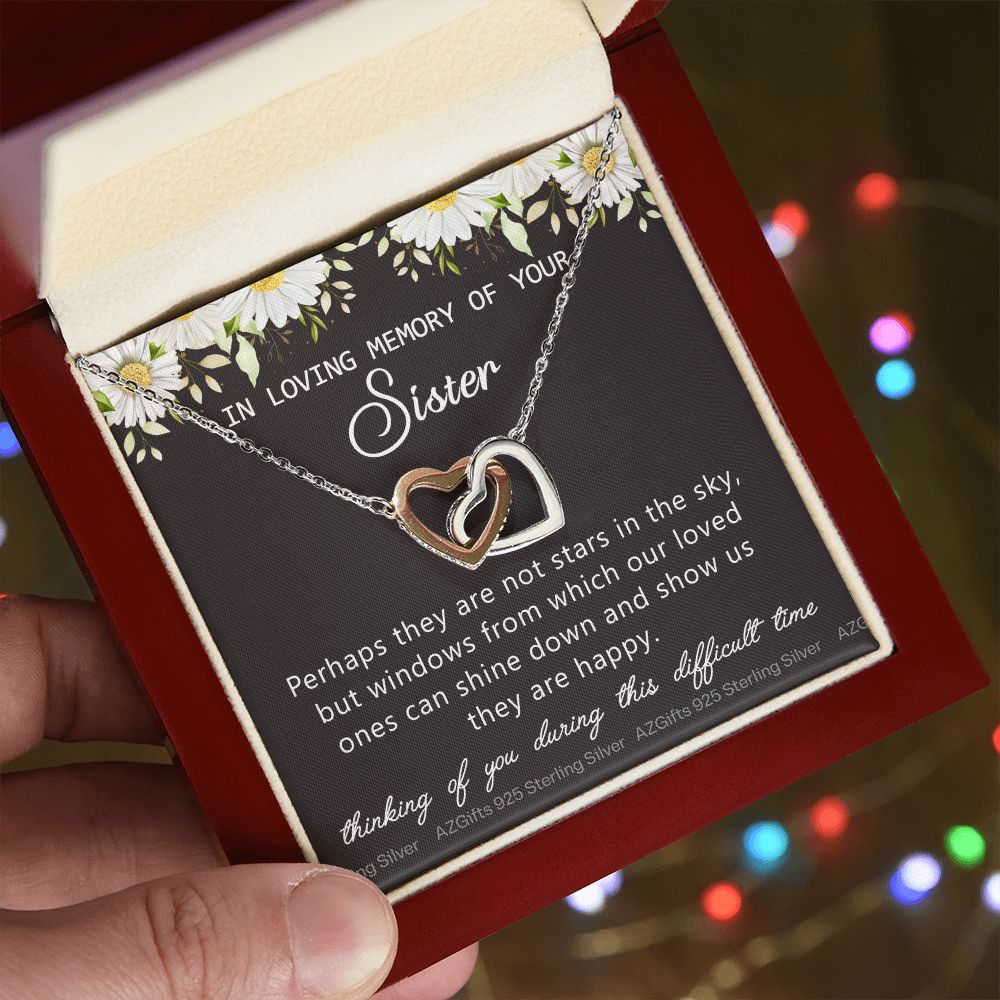 Loss Of Sister Necklace Gift, Sympathy Loss Of Sister, Sympathy Gift Box, Loss Of Sister Necklace, Loss Of Sister, Loss Of Sister Gift, Condolence Gifts, Remembrance Necklace for Women Interlocking Hearts Necklace