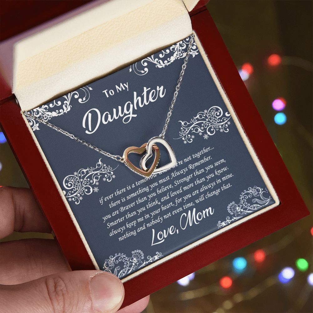 Jewelry Pendant Present for Daughter, To My Daughter Gift Necklace from Mom, Mother Daughter Gift Ideas, Birthday Christmas Gift Graduation Gifts for Daughters, Mother and Daughter Necklace 19 Interlocking Hearts Necklace