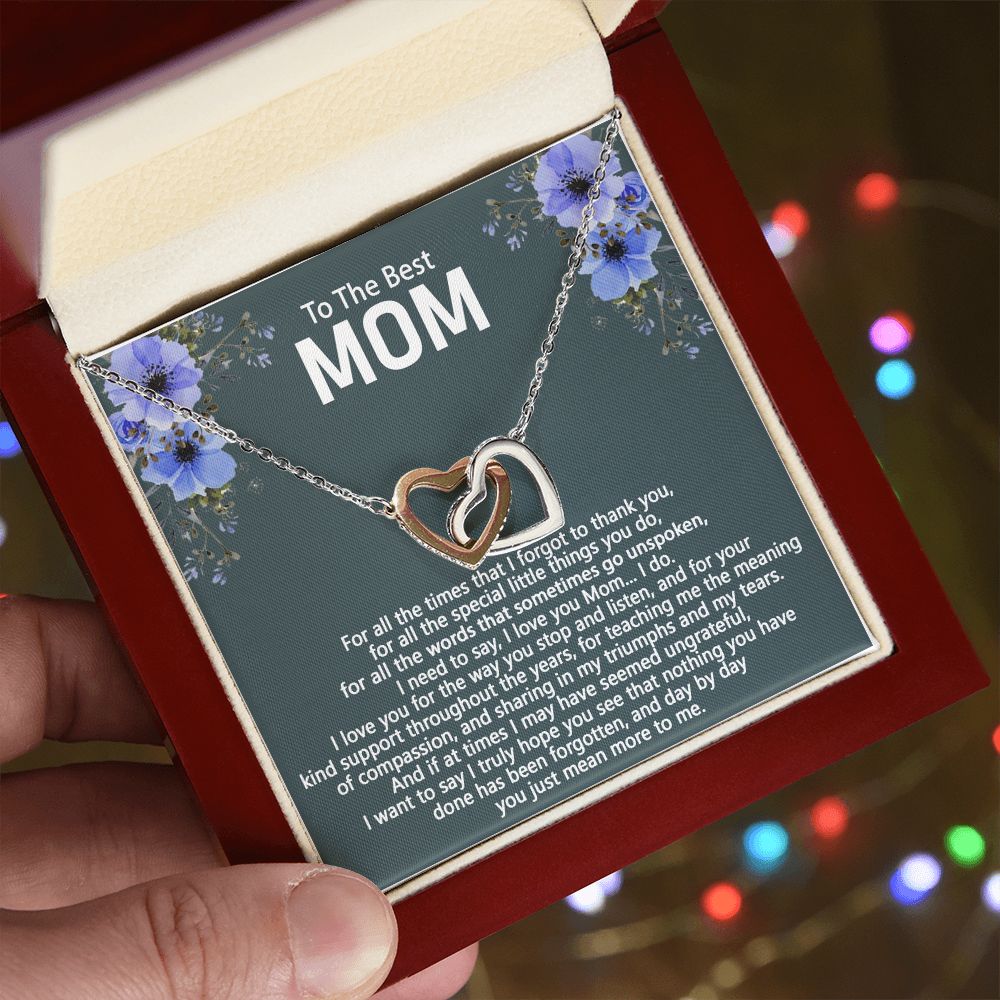 To The Best Mom Love Knot Necklace Gift For Mom On Mother's Day Interlocking Hearts Necklace