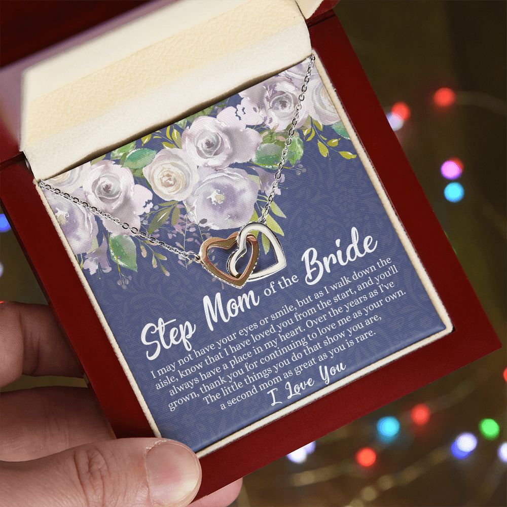 To My Stepmother of the Bride Necklace, Stepmother of the Bride Gifts Idea, Necklace for Stepmom of the Bride Gifts, Wedding Gifts for Stepmom, Gifts for Step Mother of the Bride Interlocking Hearts Necklace