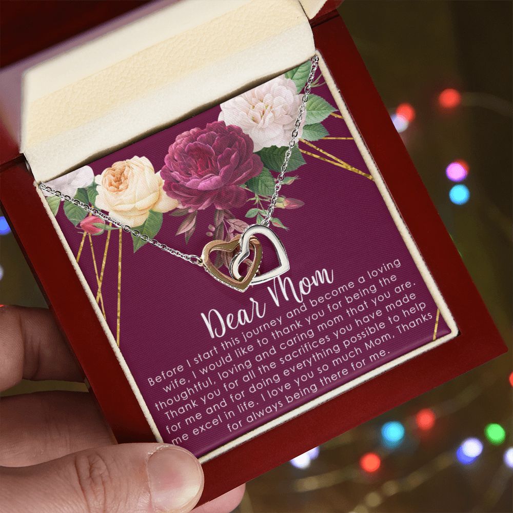 To My Mom Necklace, Gift For Mom, Mother's Day Gift from Daughter, Mom Jewelry Gift for Mothers Day, Birthday Gift for Mother, Moms Gift from Daughter Son, Necklace for Mom Mother2 Interlocking Hearts Necklace