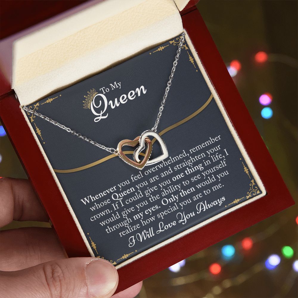To My Queen Gift For Her Jewelry Gift Her Gift for Her Christmas Necklace Interlocking Hearts Necklace