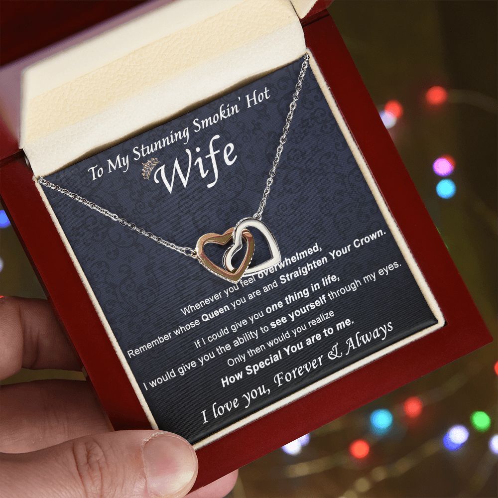 To My Wife Necklace from Husband, Personalized Necklace for Women, Luxury Necklace for Wife from Man Men, Wedding Anniversary Present For Wife, Beautiful Wife Jewelry Christmas Birthday Gift For Wife21 Interlocking Hearts Necklace