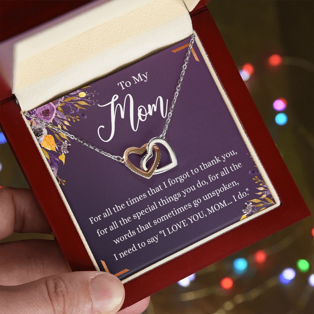 To My Mother Gift Necklace To Mom, Mother, Mommy, Momma from Child Special Mother Gift for Birthday Mothers Day Retriment Anniversary Hoiday Present for Mom Necklace for Women Interlocking Hearts Necklace