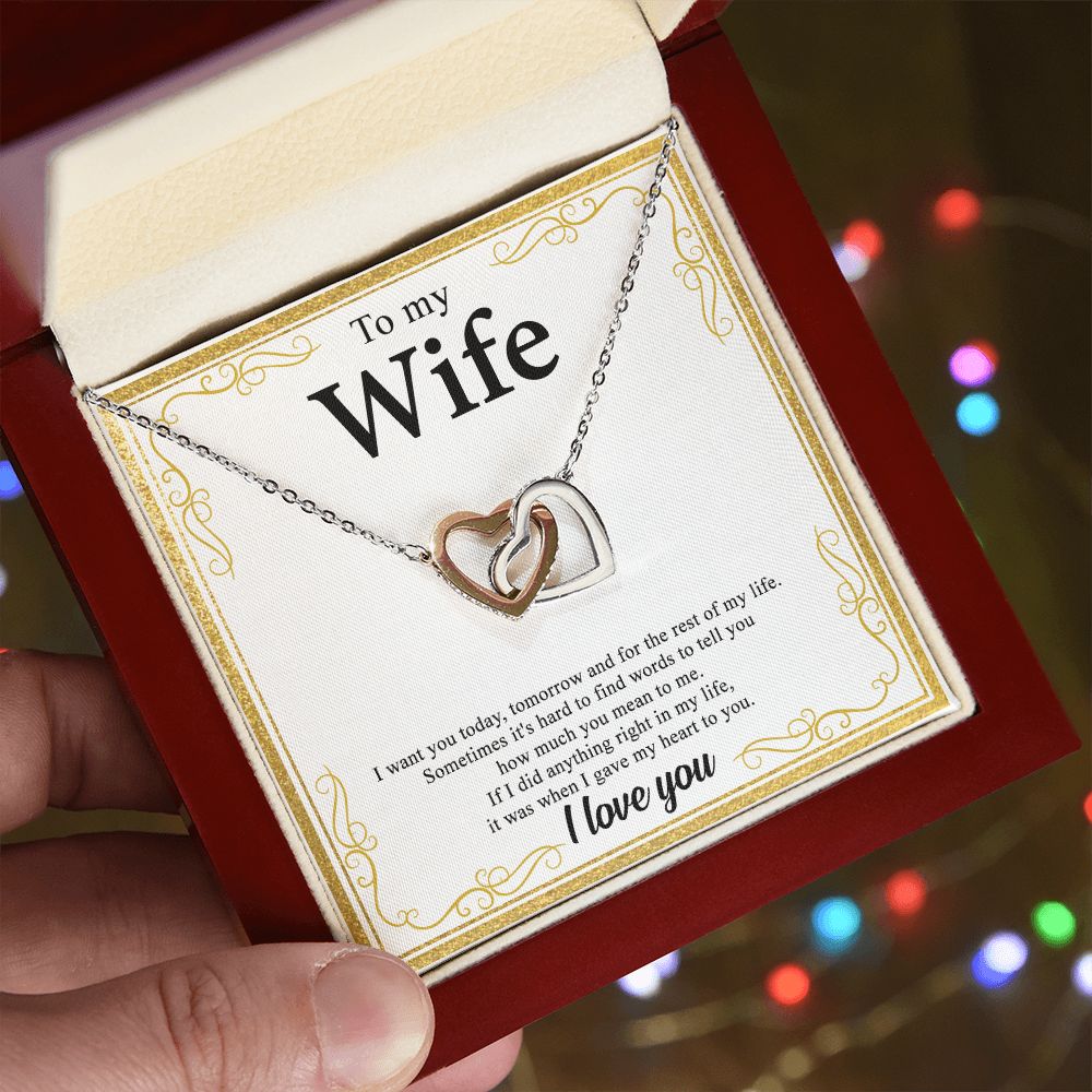 To My Wife Alluring Love Necklace Gift for Wife Valentines Day Gift for Her Interlocking Hearts Necklace