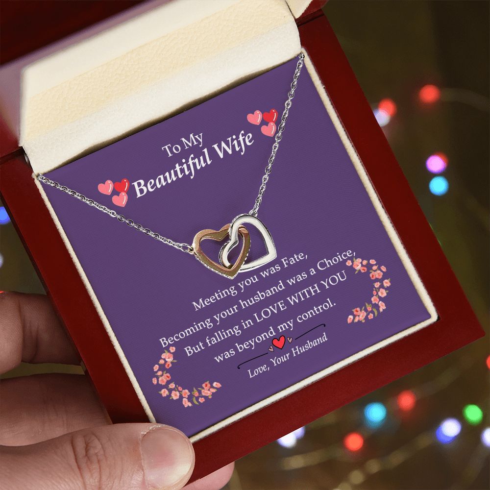 To my Beautiful Wife Necklace, Birthday For Wife Anniversary From Husband, Wedding, Anniversary, Gift for Wife, Interlocking Hearts Necklace for Wife Luxury Jewelry styles On Birthday, Xmas, Anniversary