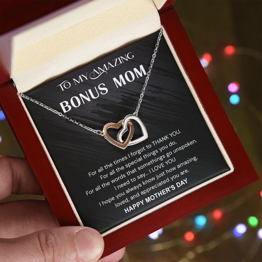 Mother's Day Gifts For Bonus Mom, Bonus Mom Mothers Day Gift, Bonus Mom Necklace, Gift For Bonus Mom On Mother's Day Interlocking Hearts Necklace