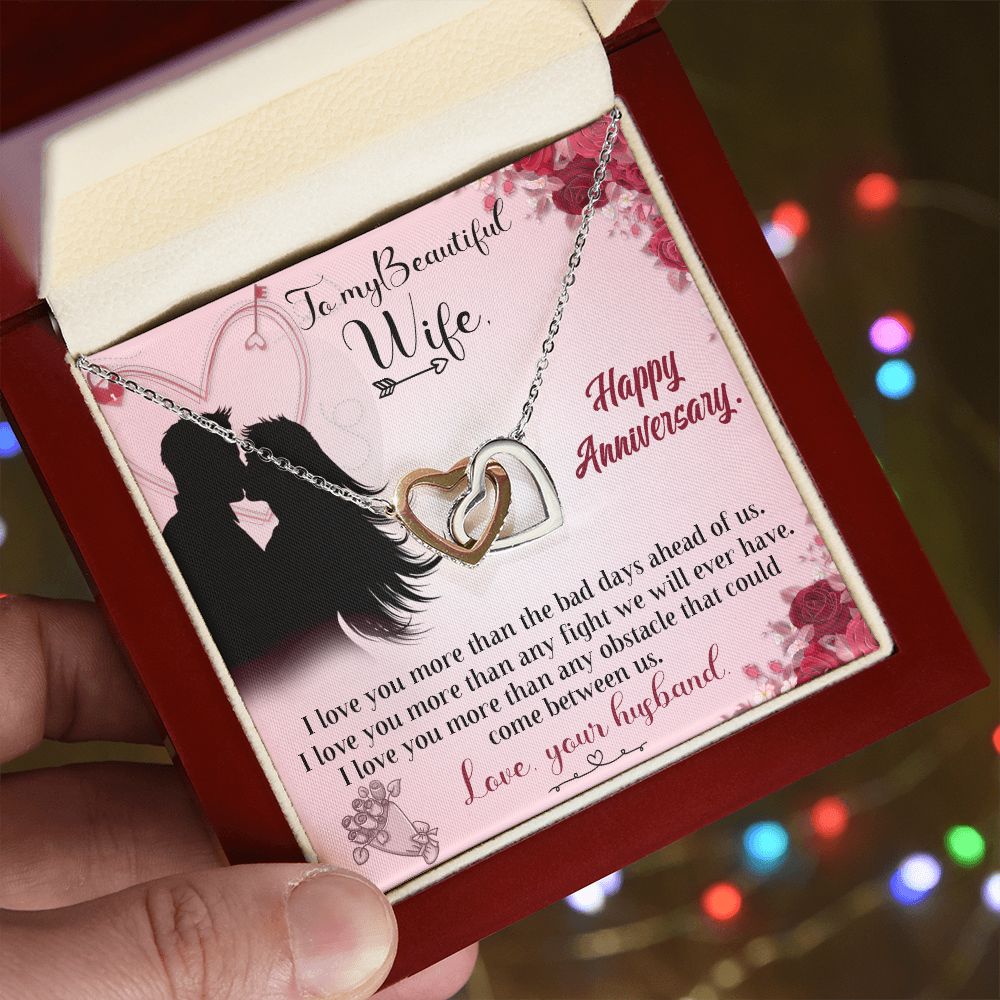 To My Beautiful Wife Necklace, Wedding Anniversary Jewelry For Women, Necklace For Wife from Husband, Gifts For Wife Birthday Gifts Necklace, Jewelry With Message Card In A Gift Box