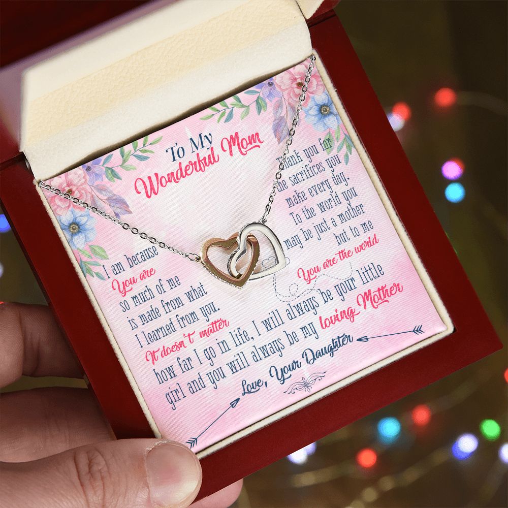 To My Wonderful Mom Necklace Pendant Gift From Daughter Necklace Gift For To Mom Happy Mother's Day Mother In Law Gift On Birthday Anniversary Gift 30821 Interlocking Hearts Necklace