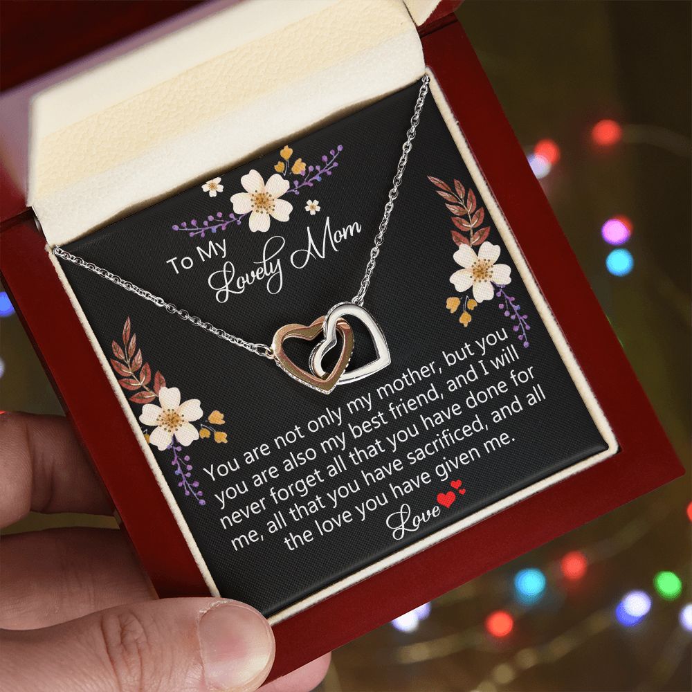 To My Mom Necklace, Gift For Mom, Mother's Day Gift from Daughter, Mom Jewelry Gift for Mothers Day, Birthday Gift for Mother, Moms Gift from Daughter Son, Necklace for Mom Mother15 Interlocking Hearts Necklace