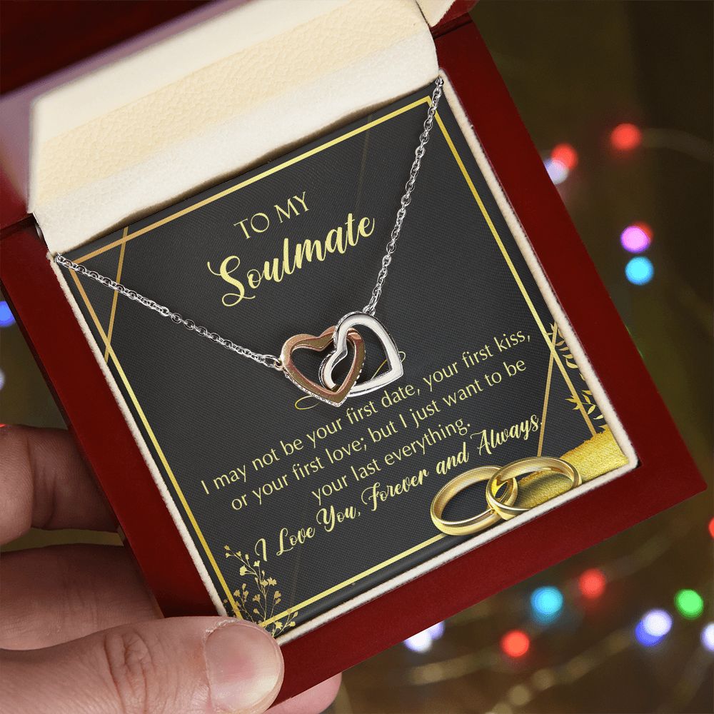 To My Soulmate Necklace for Women Birthday Christmas Jewelry Gifts For My Wife with Message Card Box Personalized Gift Present Pendant for Future Wife Soulmate Girlfriend Love 28 Interlocking Hearts Necklace