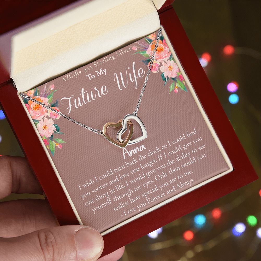 To My Future Wife Necklace from Future Husband Boyfriend Gift for Girlfriend Personalized Necklace Gift for Girlfriend Pendant Jewelry for Fiance Romantic Gifts For Her Interlocking Hearts Necklace