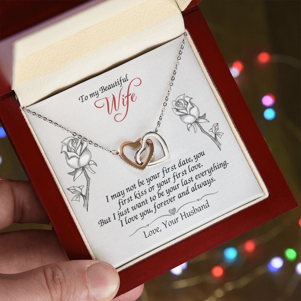To My Beautiful Wife Necklace, Wedding Anniversary Jewelry For Women, Necklace For Wife from Husband, Gifts For Wife Birthday Gifts Necklace, Jewelry With Message Card In A Gift Box