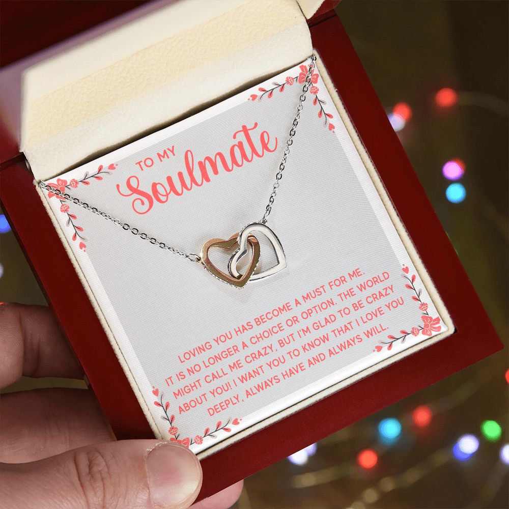 To My Soulmate Necklace for Women Birthday Christmas Jewelry Gifts For My Wife with Message Card Box Personalized Gift Present Pendant for Future Wife Soulmate Girlfriend Love 14 Interlocking Hearts Necklace