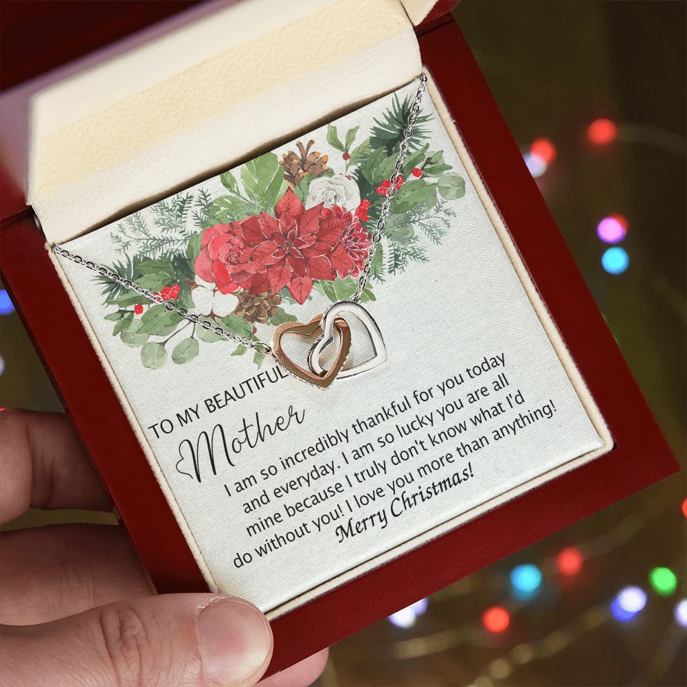 To My Mother Necklace from Daughter Pendant for Mom Christmas Pendant Inspirational Gift from Son to Mom Personalized Necklace Gift for Mother Fiance Christmas Present from Child 301 Interlocking Hearts Necklace