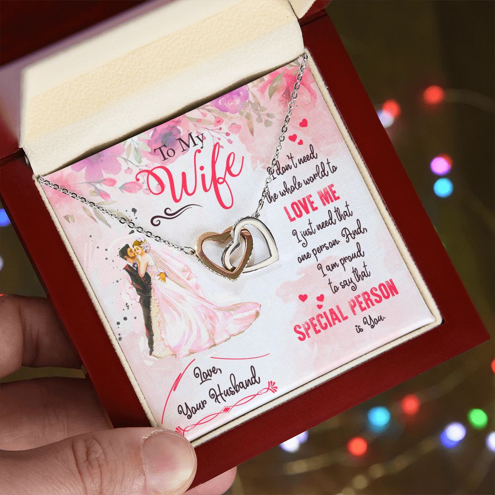 To My Wife Necklace from Husband, Personalized Necklace for Women, Luxury Necklace for Wife from Man Men, Wedding Anniversary Present For Wife, Beautiful Wife Jewelry Christmas Birthday Gift For Wife17 Interlocking Hearts Necklace