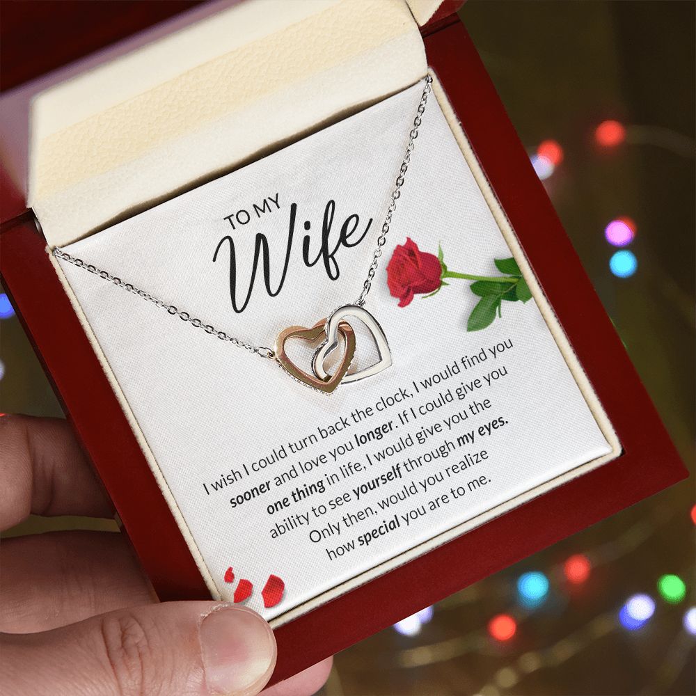 Birthday Gifts For Wife, Necklace Gifts For Wife From Husband, To My Wife Jewelry For Women , To My Wife Necklace  from Husband Wedding Anniversary Present For Wife, Beautiful Wife Jewelry Christmas22 Interlocking Hearts Necklace
