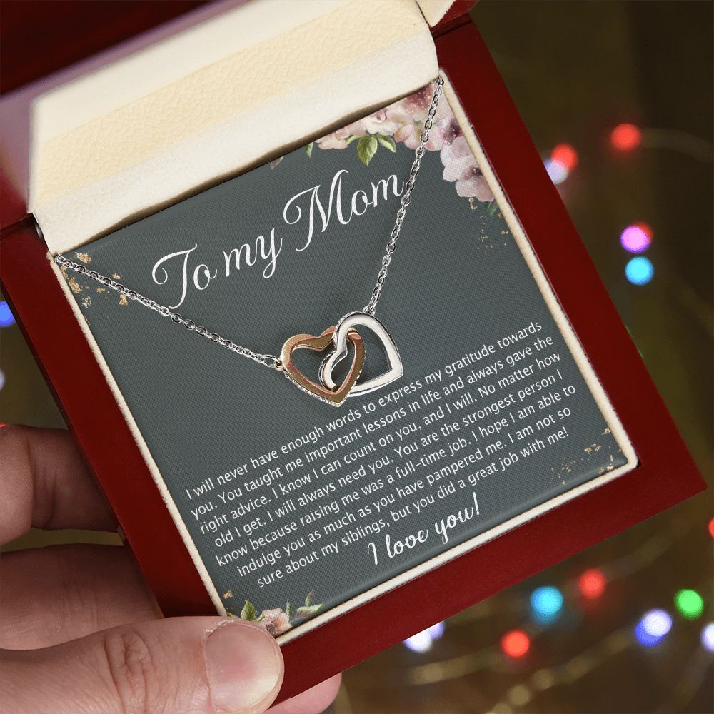 To My Mother Mom Best Friend In Law Bonus Step For Mother Day Birthday Wedding Engagement From Son Daughter Step In Law Necklace Gift Interlocking Hearts Necklace