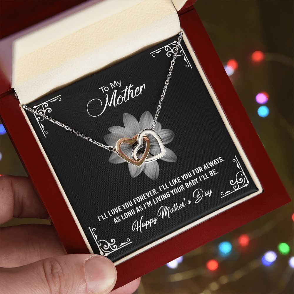 Mom Necklace Gifts for Mom from Daughter to Mom Gifts for Mothers Day from Daughter, To My Mom Necklace from Daughter to Mom Birthday Gifts Necklace with Message Card and Gift Box2247 Interlocking Hearts Necklace