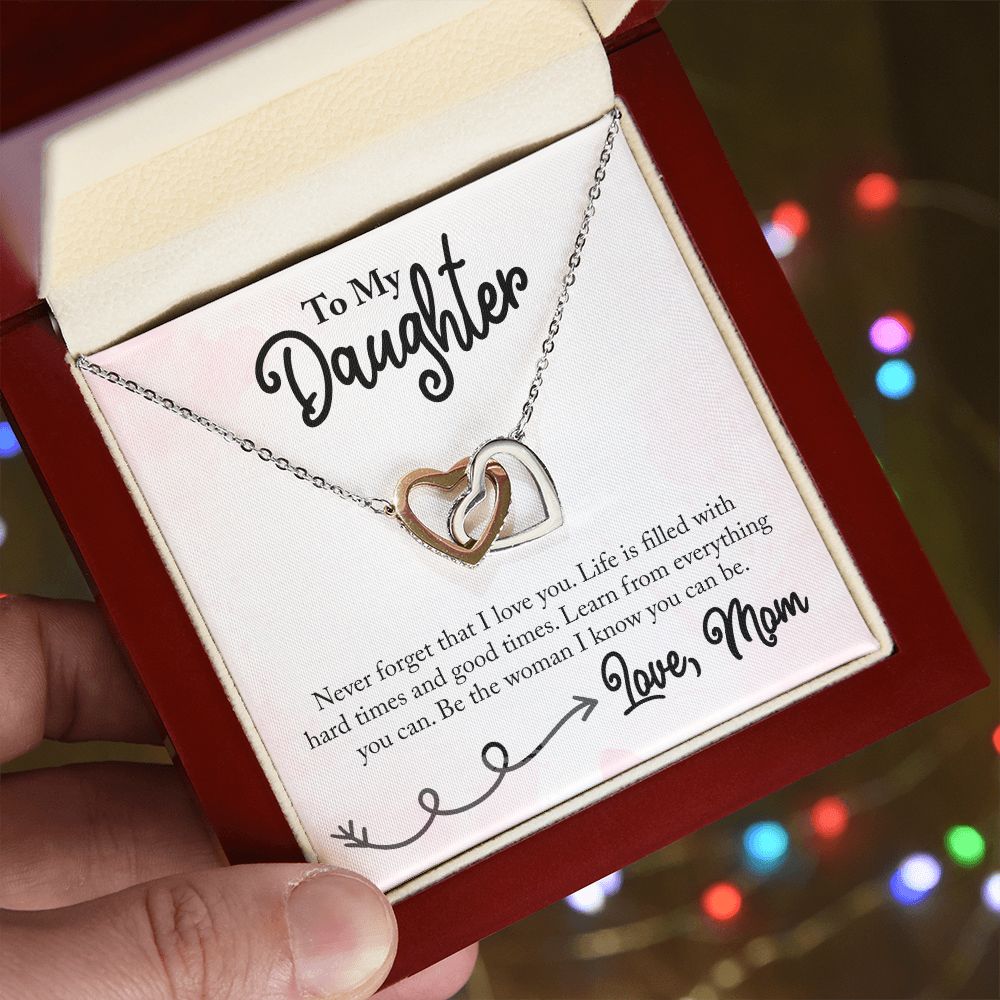 To My Daughter Necklace Pendant Gift From Mom Necklace I Know You Can Be With Message Card Gift Box Gift For To Daughter Daughter In Law On Birthday Anniversary Interlocking Hearts Necklace
