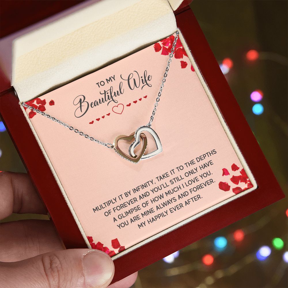To My Beautiful Wife Necklace, Wedding Anniversary Jewelry For Women, Necklace For Wife from Husband, Gifts For Wife Birthday Gifts Necklace, Jewelry With Message Card In A Gift Box