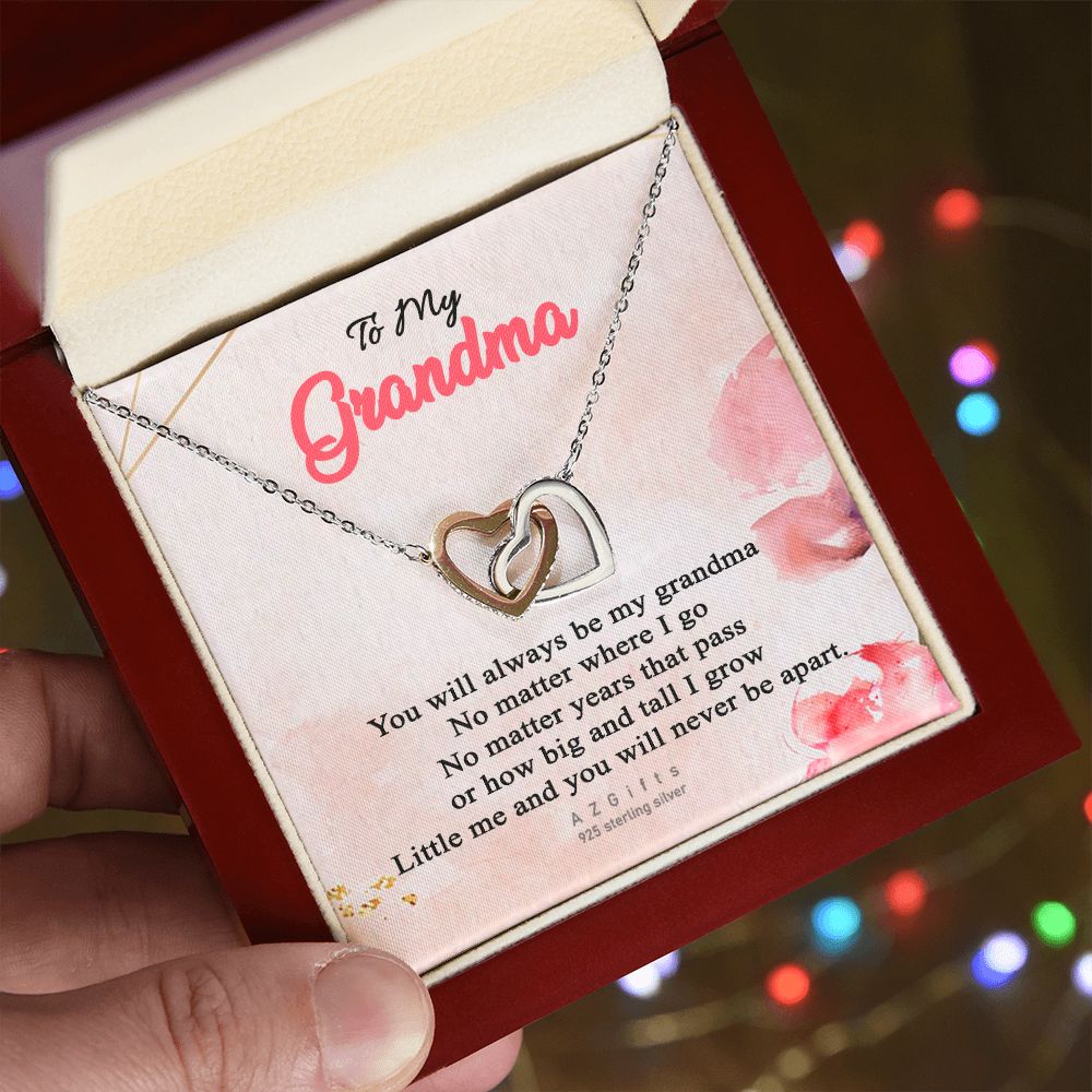 To My Grandma Necklace, Gift for Grandmother Necklace, Mothers Day Gift For Grandma Nana, Grandma Jewelry From Grandchildren GrandKids , Jewelry Box Gift For Grandma Grandmother13 Interlocking Hearts Necklace