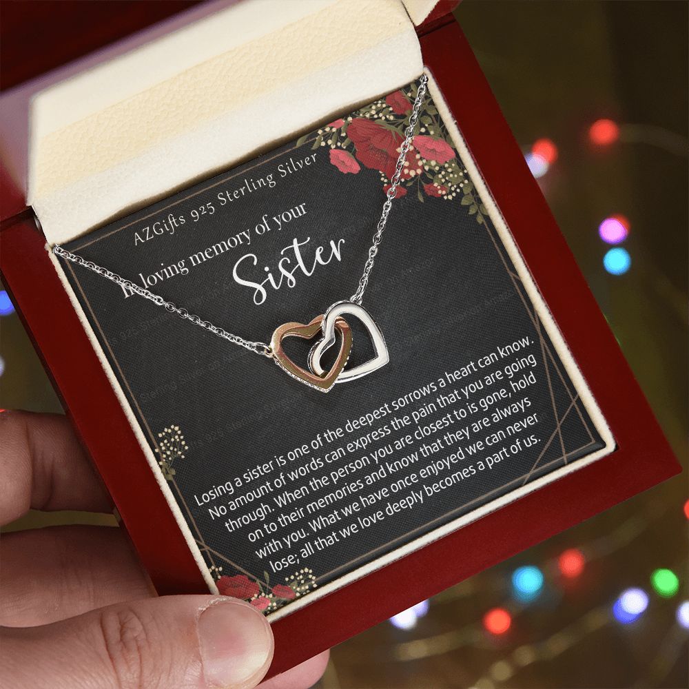 In Loving Memory Of Your Sister Necklace Memorial Gifts For Loss Of Sister Gift Mother Condolence Gift Grief Gift Remembrance Gifts for Bereavement Jewelry Gift for Women 301 Interlocking Hearts Necklace