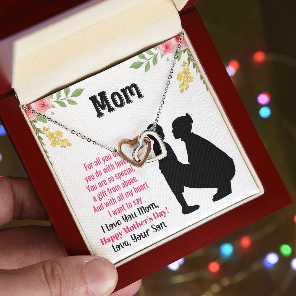 To My Mom Necklace, Gift For Mom, Mother's Day Gift from Daughter, Mom Jewelry Gift for Mothers Day, Birthday Gift for Mother, Moms Gift from Daughter Son, Necklace for Mom Mother22 Interlocking Hearts Necklace