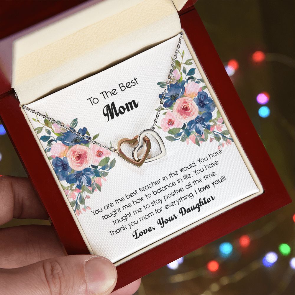 To My Mom Necklace, Gift For Mom, Mother's Day Gift from Daughter, Mom Jewelry Gift for Mothers Day, Birthday Gift for Mother, Moms Gift from Daughter Son, Necklace for Mom Mother 7 Interlocking Hearts Necklace