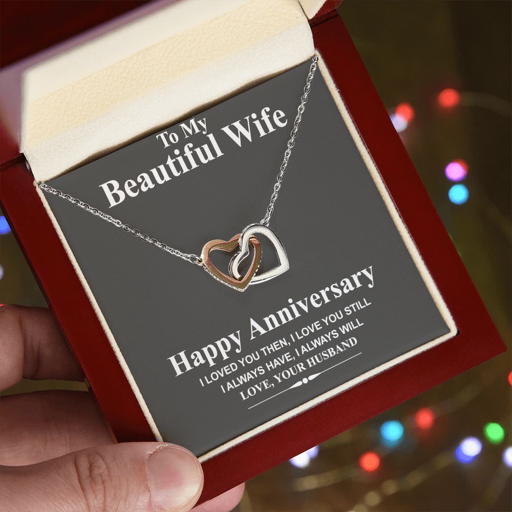 Wife Necklace Gift From Husband To My Beautiful Wife Pendant Necklace Anniversary Valentines Day Anniversary Jewelry with Message Card and Gift Box. Gift for Wife. Heart Necklace Gift Set for Wife