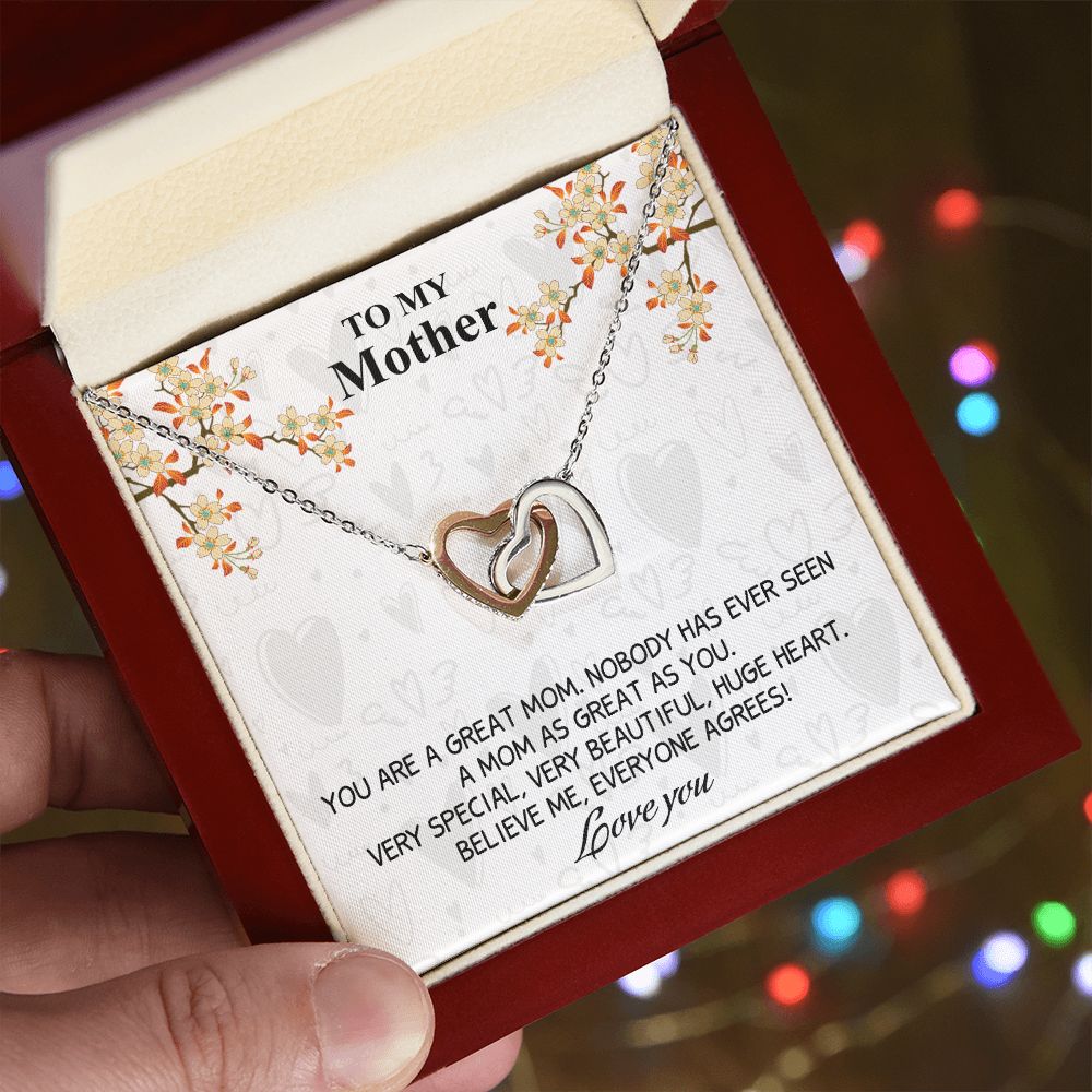 Mom Necklace Gifts for Mom from Daughter to Mom Gifts for Mothers Day from Daughter, To My Mom Necklace from Daughter to Mom Birthday Gifts Necklace with Message Card and Gift Box8 Interlocking Hearts Necklace