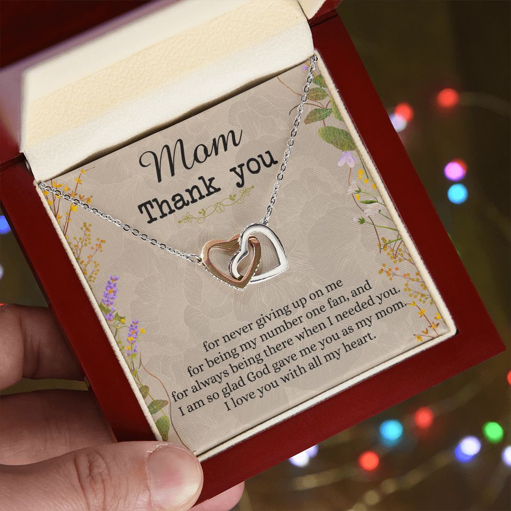 To My Mom Necklace, Thank you Mom Gift, Gift for Mom, Mother's Day Gift from Daughter, Mother Daughter gift, Gift from child, Gift for Mom, Mothers Day Necklace for Women Interlocking Hearts Necklace