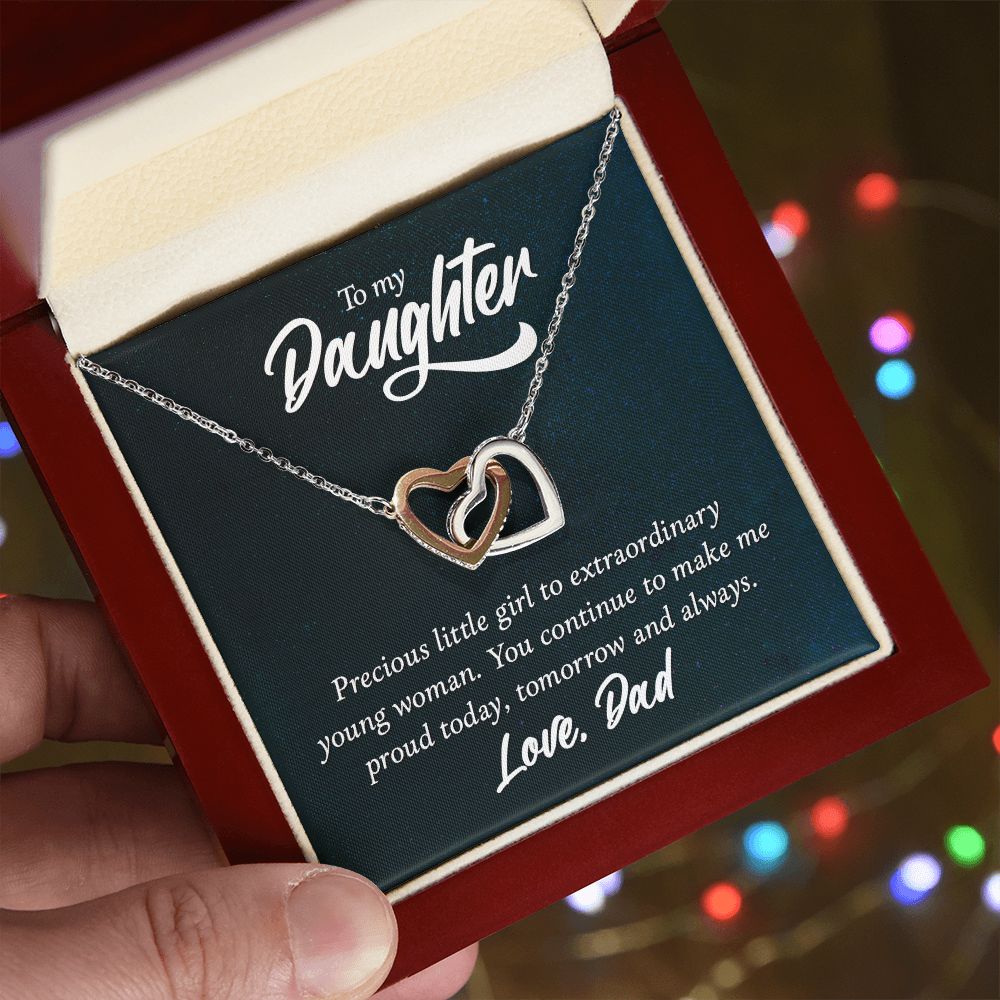 To My Daughter Necklaces Pendants - Father and Daughter Necklace - Gift from Daddy - Luxury Necklace Silver On Birthday, Anniversary - Includes Gift Box Interlocking Hearts Necklace