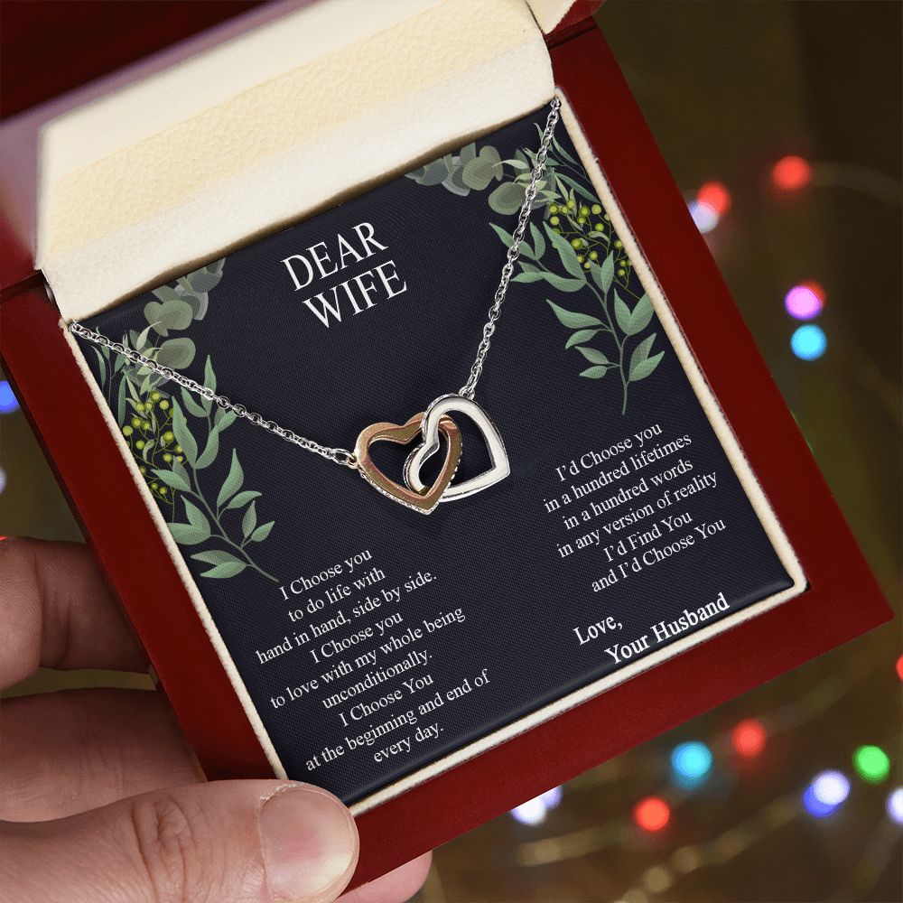 Birthday Gifts For Wife, Necklace Gifts For Wife From Husband, To My Wife Jewelry For Women , To My Wife Necklace  from Husband Wedding Anniversary Present For Wife, Beautiful Wife Jewelry Christmas12 Interlocking Hearts Necklace