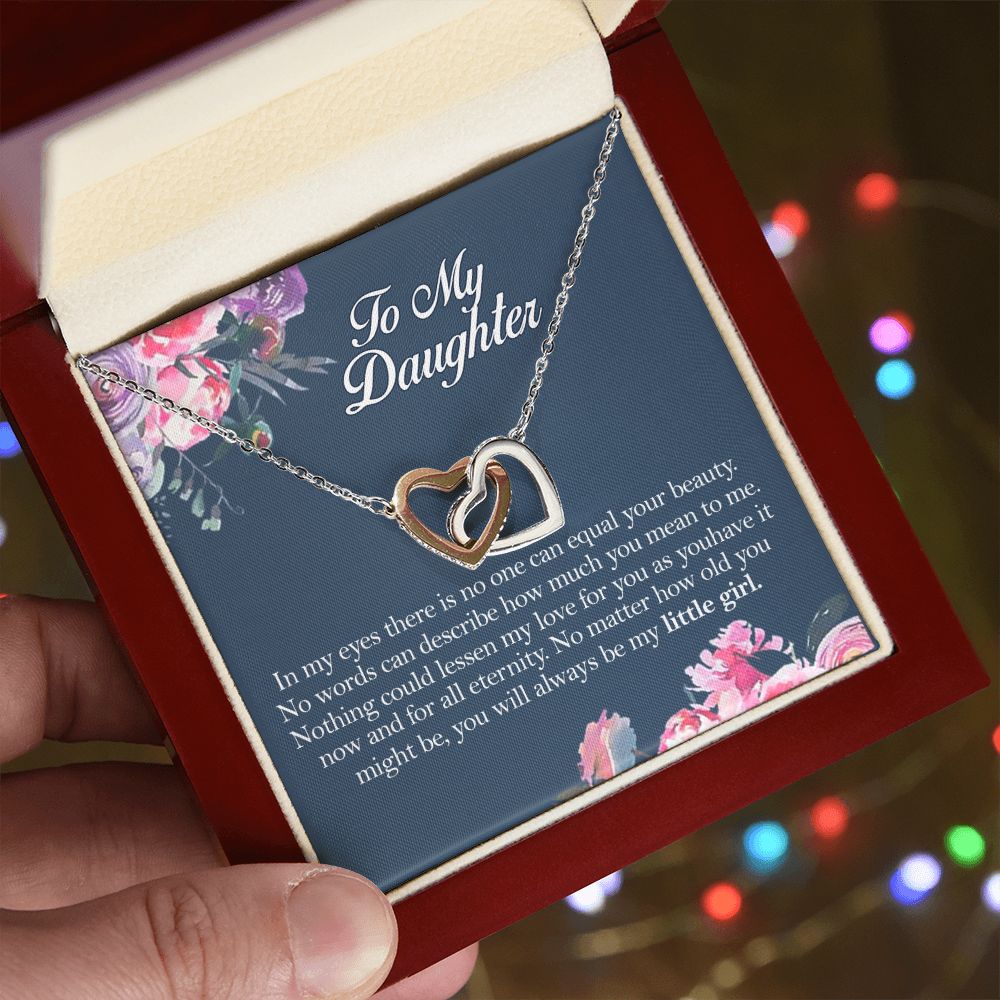 Mother Daughter Gift Ideas, To My Daughter Gift Necklace from Mom, Jewelry Pendant Present for Daughter, Birthday Christmas Gift Graduation Gifts for Daughters, Mother and Daughter Necklace 2139 Interlocking Hearts Necklace