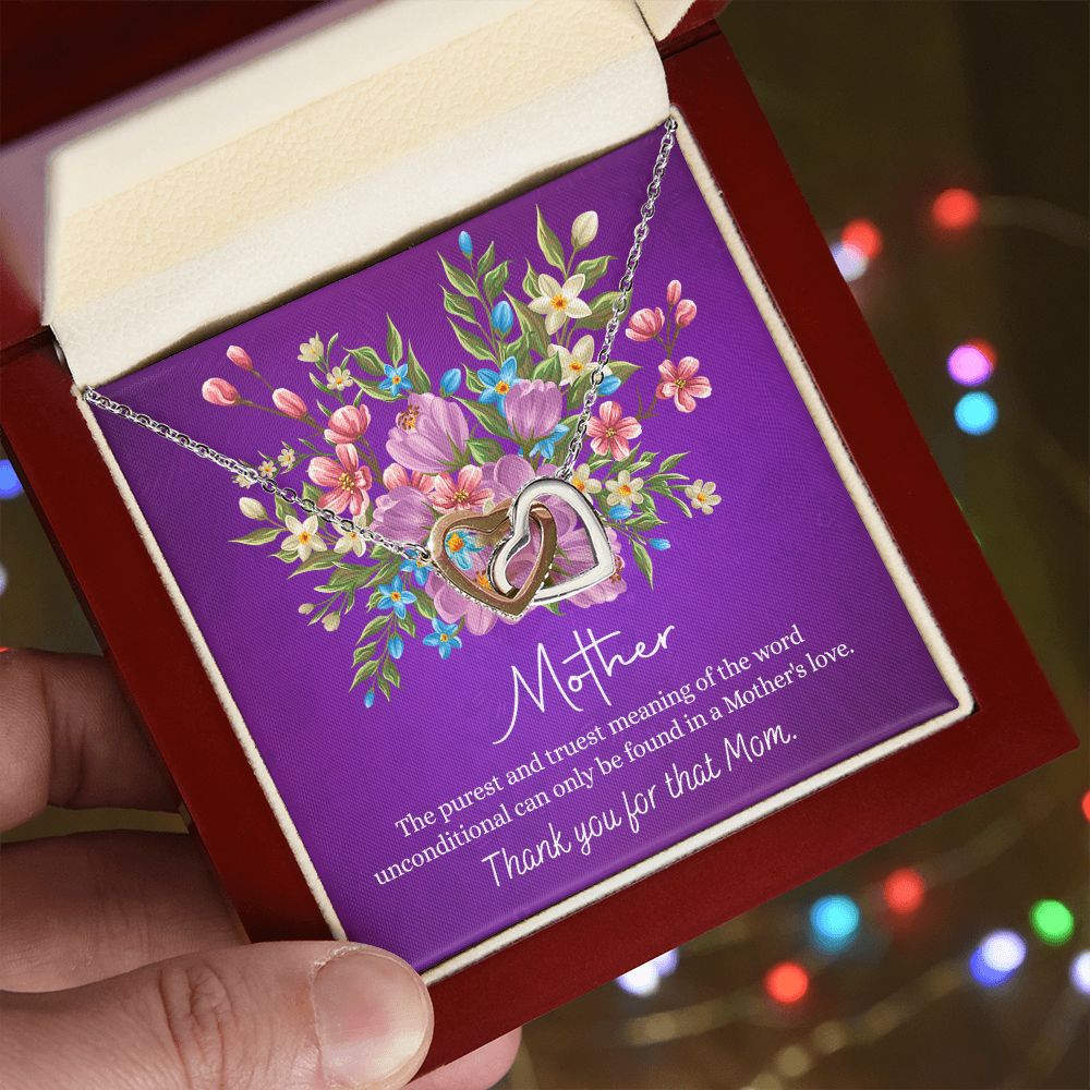 Happy Mother's Day Gift for Mom from Daughter Message Card Necklace Gift Idea Mother Jewelry Mom Necklace from Daughter To My Mom Love Knot Necklace Pendant Interlocking Hearts Necklace